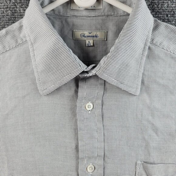 Faconnable USA Cotton Check Large 16.5 Black Shirt Men Button Up French Cuff - Picture 2 of 16